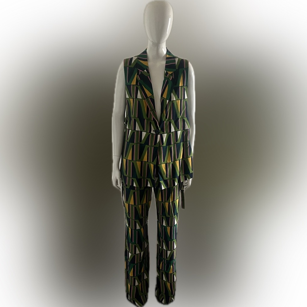 Zara Multicolor Geometric Vest Set
